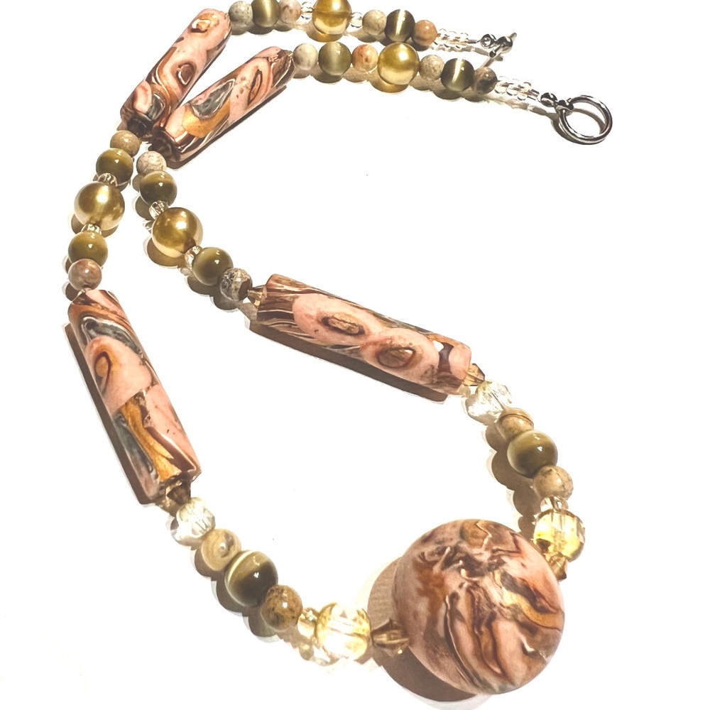 THE TIDE BLUSH handmade OOAK necklace by Susan A Ray, jewelry designer + author.
